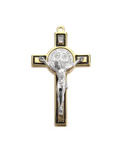 3" Gold and Silver Finish Saint Benedict Crucifix