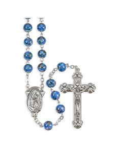 Blue Mosaic Glass Bead Rosary