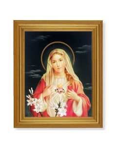 10" x 12" Gold Leaf Finish Beveled Frame with 8" x 10" Immaculate Heart of Mary Textured Art