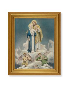 10" x 12" Gold Leaf Finish Beveled Frame with 8" x 10" Chambers: Jesus and Mary Textured Art