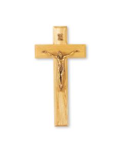 9" Oak Cross with Museum Gold Finish Corpus