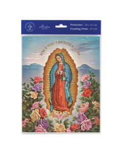 8" x 10" Our Lady of Guadalupe with Roses Print (sold in inc. of 3)