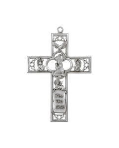 6" x 4 1/4" Cathedral Touch Cross with Praying Girl in Genuine Pewter