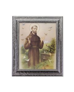 10 1/2" x 12 1/2" Grey Oak Finish Frame with an 8" x 10" Saint Francis Print