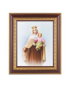 11 1/2" x 13 1/2" Cherry Frame with Gold Trim with an 8" x 10" Our Lady of Mount Carmel Print