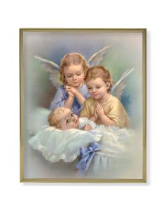 8" x 10" Gold Plaque Frame with a Guardian Angel Print