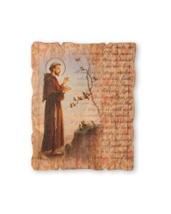 5 1/4" x 4 1/4 " St. Francis Small Vintage Wooden Plaque