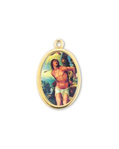 1" Saint Sebastian Gold Finish Picture Medal