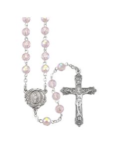 Rose Aurora Borealis Bead Rosary, Boxed