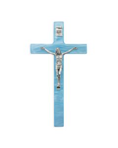 7" Pearlized Blue Cross with Fine Pewter Corpus