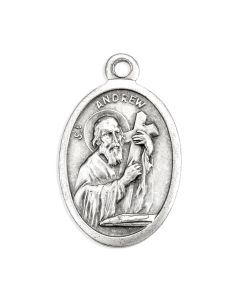 1" Oval Antiqued Silver Oxidized Saint Andrew Medal