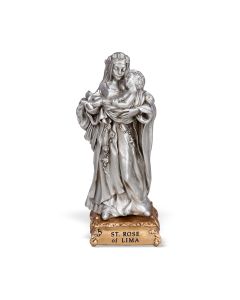 4 1/2" Pewter Saint Rose of Lima Statue, Gift Boxed-P65