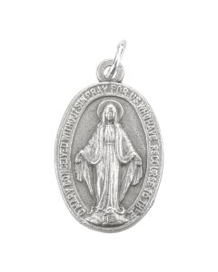 1" Miraculous Medal in Antiqued Silver Finish
