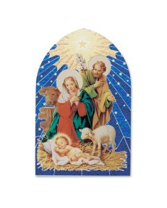 3 3/8 x 5 3/8" Nativity with a Lamb Liturgical Glass Stand