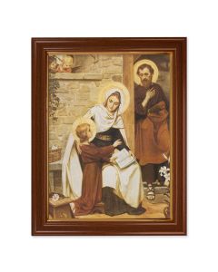 15 1/2" x 19 1/2" Walnut Finish Frame with Gold Accent and a 12" x 16" The Holy Family in Nazareth Textured Art