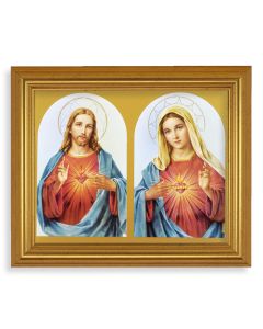 10" x 12" Gold Leaf Finish Beveled Frame with 8" x 10" The Sacred Hearts Textured Art
