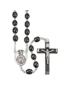 Black Wood Carved Bead Rosary