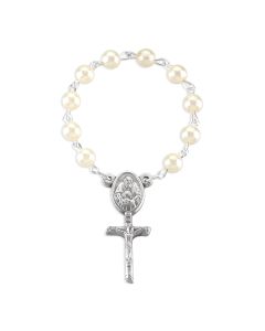 6mm First Communion One Decade Pearlized Bead Rosary with Vinyl Pouch and Card -P65