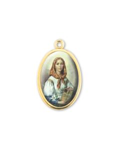 1" Saint Dymptha Gold Finish Picture Medal