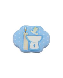 Magnetic Resin Statuette of Baptism for Baby Boy 