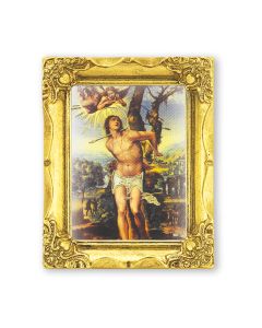 3" x 2" Antique Gold Frame with Saint Sebastian Print-P65