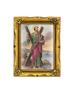 3" x 2" Antique Gold Frame with Saint Andrew Print-P65