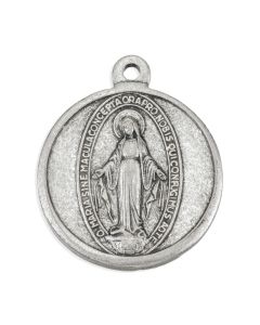 1 1/8" Miraculous Medal in Antiqued Silver Finish