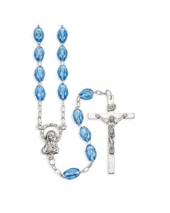 Oval Sapphire Plastic Bead Rosary