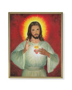 8" x 10" Gold Plaque Frame with a The Sacred Heart Print