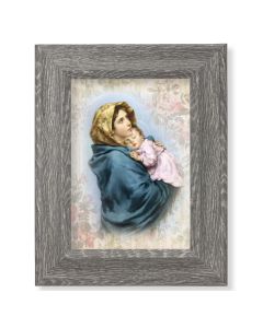7 1/2" x 9 1/2" Grey Weathered Frame with Madonna of the Streets Artwork on Wood Plaque