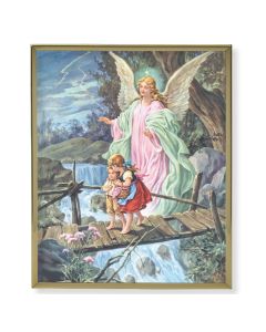 8" x 10" Gold Plaque Frame with a Guardian Angel Print