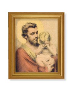 10" x 12" Gold Leaf Finish Beveled Frame with 8" x 10" Saint Joseph with Crying Jesus Textured Art
