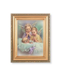 5.5" x 7" Antique Gold Frame with a Guardian Angels Print