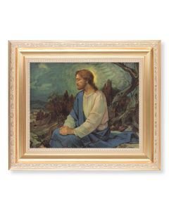 10 1/4" x 12 1/4" Satin Gold Frame with an 8" x 10" Meditation in the Garden Print