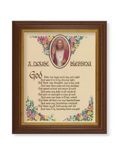 10 1/2" x 12 1/2" Walnut Finish Beveled Frame with 8" x 10" A House Blessing Textured Art