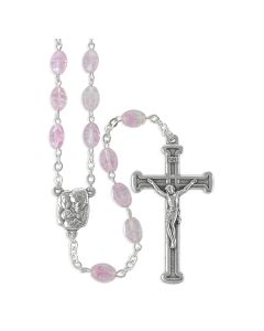 Oval Rose Glass Bead Rosary