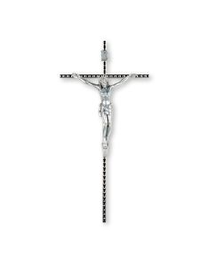 10" Hammered Nickel Cross with Antiqued Silver Finished Corpus