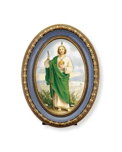 5 1/2" x 7 1/2" Oval Gold-Leaf Frame with a Saint Jude Print-P65