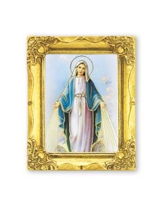 3" x 2" Antique Gold Frame with Our Lady of Miraculous Medal Print-P65
