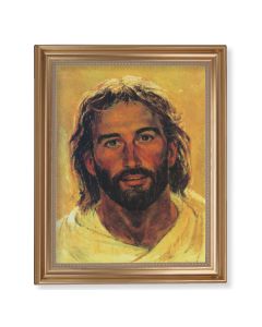 13 1/2" x 16 9/16" Gold Leaf Antique Finished Frame with 11" x 14"  Hook: Head of Christ Textured Art