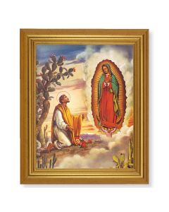10" x 12" Gold Leaf Finish Beveled Frame with 8" x 10" Our Lady of Guadalupe/Juan Diego Textured Art