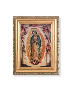 5.5" x 7" Antique Gold Frame with an Our Lady of Guadalupe Print
