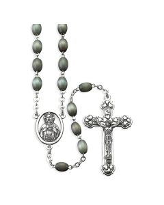 Grey Cat's Eye Bead Rosary, Boxed