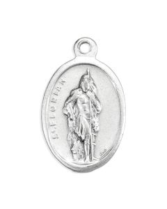 1" Oval Antiqued Silver Oxidized Saint Florian Medal