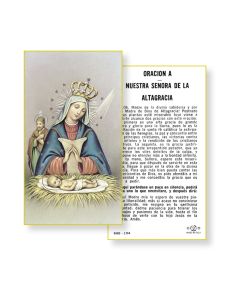 Altagracia Holy Card in Spanish