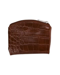 Brown Faux Crocodile Skin Rosary Pouch