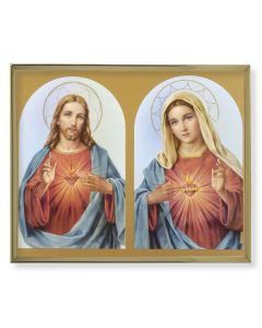 8" x 10" Gold Plaque Frame with a Sacred Hearts Print