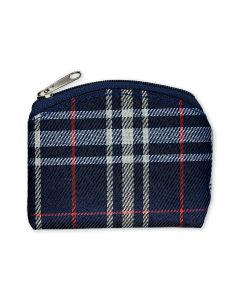Dark Blue Tartan Plaid Rosary Pouch