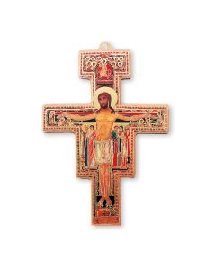 5" Gold Stamped Wooden San Damiano Cross