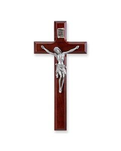 7" Dark Cherry Cross with Genuine Pewter Corpus